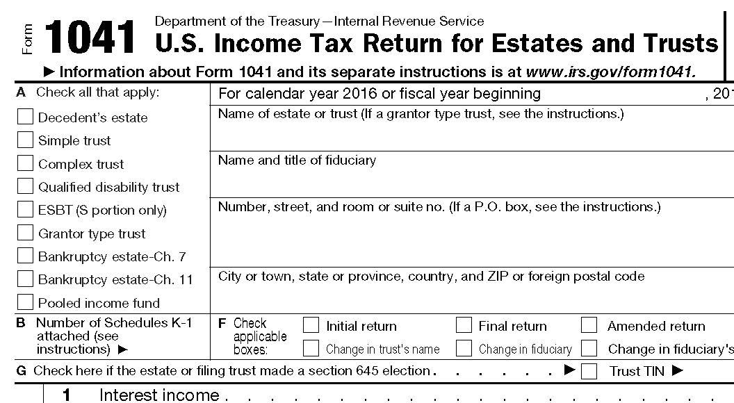 preparing Form 1041